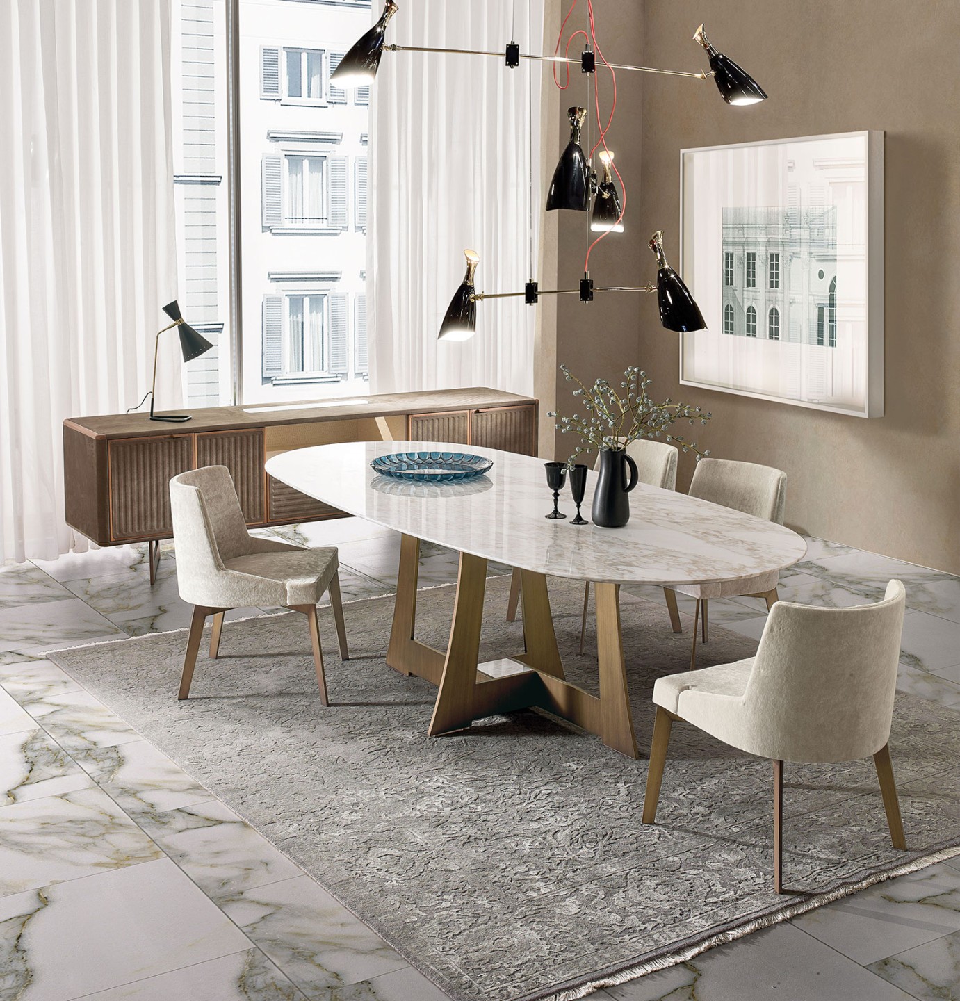 Mia oval dining table