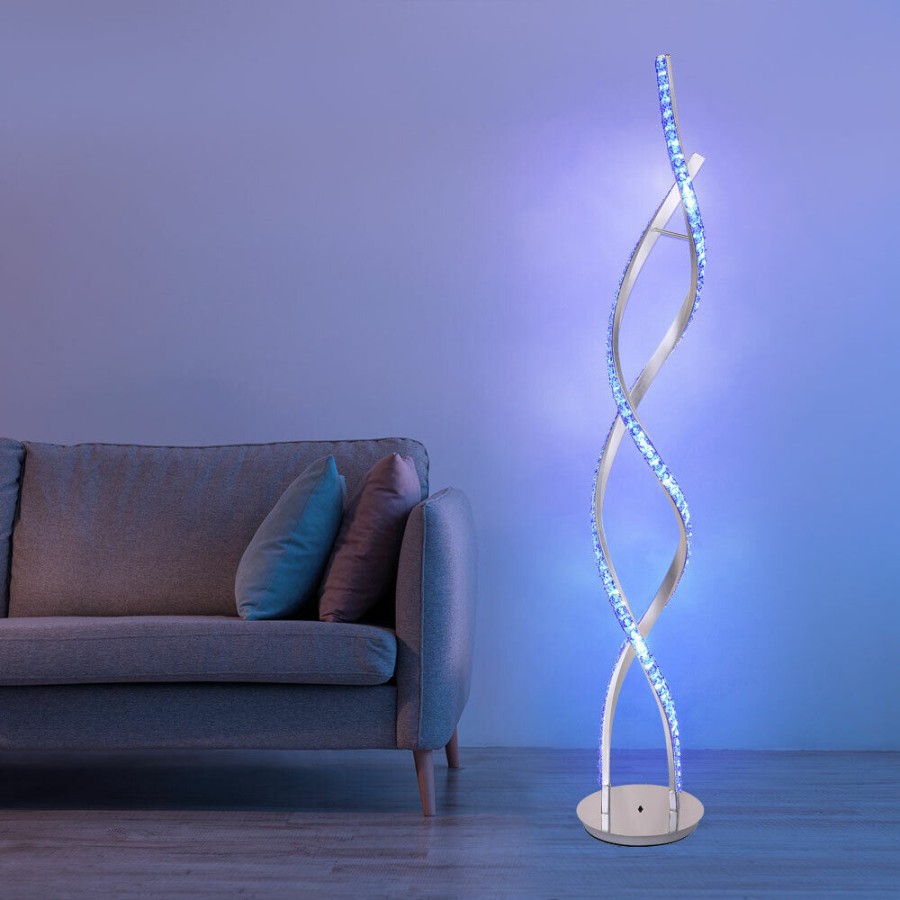Stehlampe Standleuchte dimmbar Wohnzimmerleuchte Fernbedienung RGB LED  gewellt