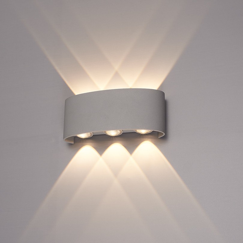 Tulsa dimmable LED wall light - K warm white - IP - Grey